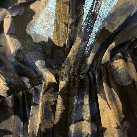 Rtr sz6 ML Monique Lhuillier Melanie Dress floral printed v-neck dark midnight - Picture 10 of 10